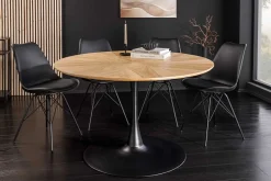 Runder Esstisch ATELIER 120cm natur Eiche schwarz Metall Säulenfuß