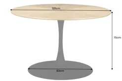 Runder Esstisch ATELIER 120cm natur Eiche schwarz Metall Säulenfuß