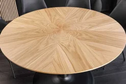 Runder Esstisch ATELIER 120cm natur Eiche schwarz Metall Säulenfuß