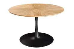 Runder Esstisch ATELIER 120cm natur Eiche schwarz Metall Säulenfuß