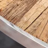 Runder Esstisch BARRACUDA 140cm braun Teak Massivholz Glas silber Edelstahl verchromt