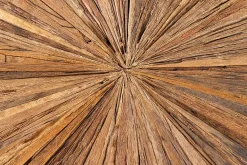 Runder Esstisch BARRACUDA 140cm braun Teak Massivholz Glas silber Edelstahl verchromt