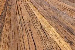 Runder Esstisch BARRACUDA 140cm braun Teak Massivholz Glas silber Edelstahl verchromt