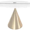 Runder Esstisch ELEGANCIA 130cm weiß Marmor gold Metall mit Säulenfuß