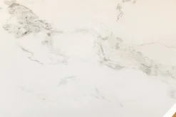Runder Esstisch ELEGANCIA 130cm weiß Marmor gold Metall mit Säulenfuß