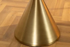 Runder Esstisch ELEGANCIA 130cm weiß Marmor gold Metall mit Säulenfuß