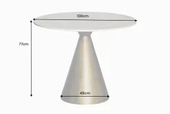 Runder Esstisch ELEGANCIA 100cm messing weiß Marmor Eisen mit Säulenfuß