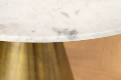 Runder Esstisch ELEGANCIA 100cm messing weiß Marmor Eisen mit Säulenfuß
