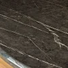 Runder Esstisch ELEGANCIA 130cm schwarz Marmor chrom Stahl mit Säulenfuß