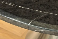 Runder Esstisch ELEGANCIA 130cm schwarz Marmor chrom Stahl mit Säulenfuß