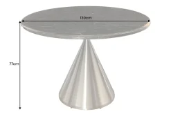 Runder Esstisch ELEGANCIA 130cm schwarz Marmor chrom Stahl mit Säulenfuß
