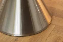 Runder Esstisch ELEGANCIA 130cm schwarz Marmor chrom Stahl mit Säulenfuß