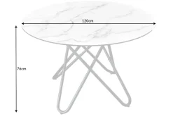 Runder Esstisch ELLIPSE 120cm Marmor weiß Keramik made in Italy Hairpin Legs