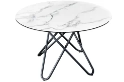 Runder Esstisch ELLIPSE 120cm Marmor weiß Keramik made in Italy Hairpin Legs