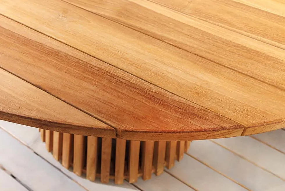 Runder Esstisch EMPIRE TEAK 140cm braun Teakholz Indoor Outdoor wetterfest