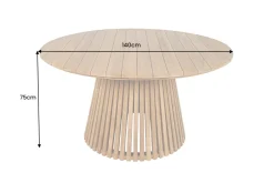 Runder Esstisch EMPIRE TEAK 140cm braun Teakholz Indoor Outdoor wetterfest