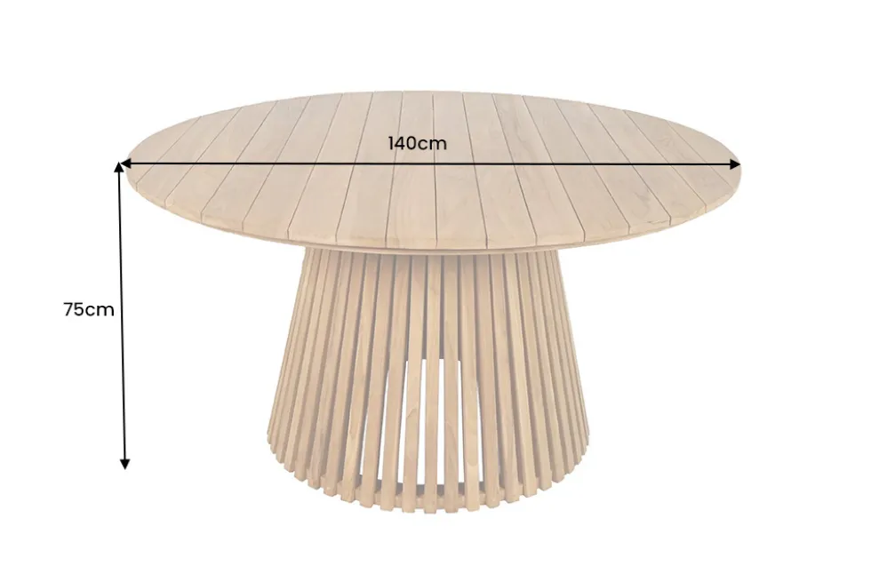 Runder Esstisch EMPIRE TEAK 140cm braun Teakholz Indoor Outdoor wetterfest