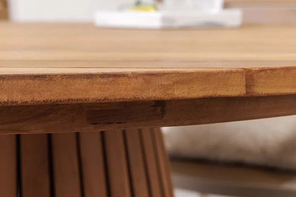 Runder Esstisch EMPIRE TEAK 140cm braun Teakholz Indoor Outdoor wetterfest