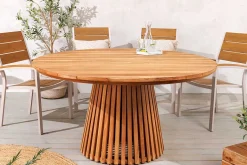 Runder Esstisch EMPIRE TEAK 140cm braun Teakholz Indoor Outdoor wetterfest