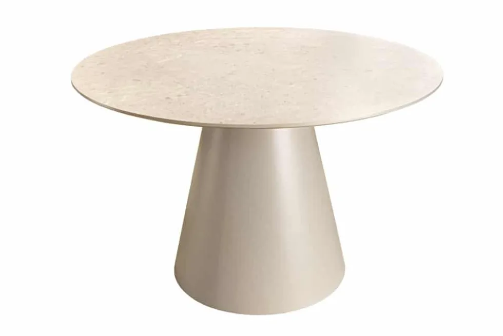 Runder Esstisch EN VOGUE 120cm matt grau Beton-Design mit Säulenfuß