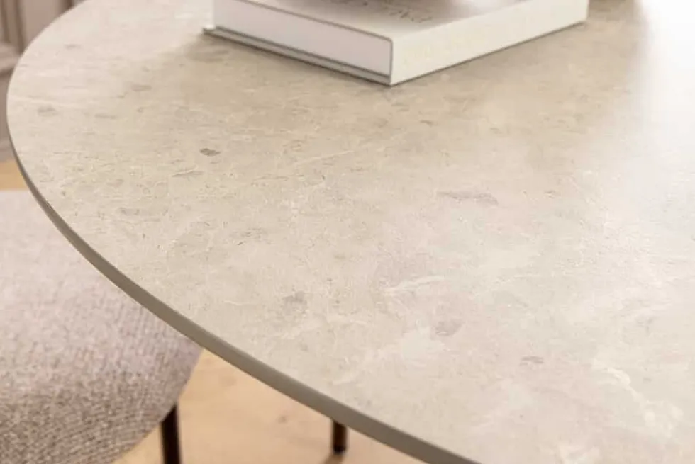 Runder Esstisch EN VOGUE 120cm matt grau Beton-Design mit Säulenfuß