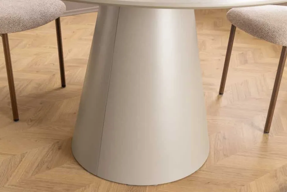 Runder Esstisch EN VOGUE 120cm matt grau Beton-Design mit Säulenfuß