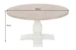 Runder Esstisch HAMPTONS 140cm hellbraun creme recycelte Pinie Massivholz