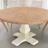 Runder Esstisch HAMPTONS 120cm hellbraun creme recycelte Pinie Massivholz