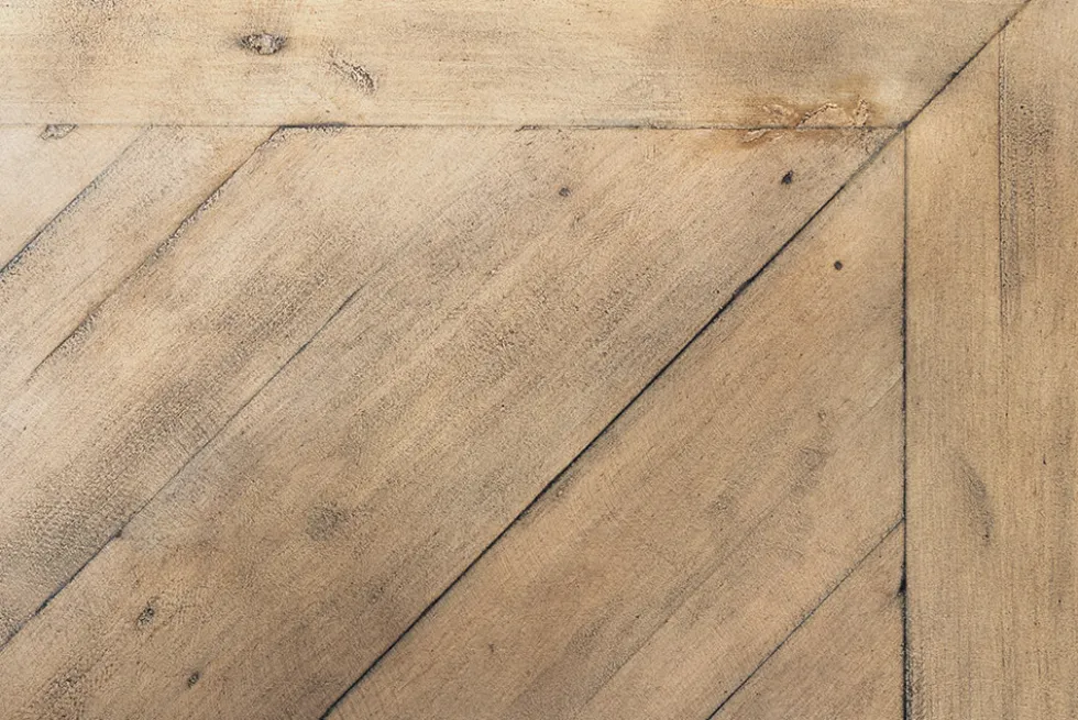 Runder Esstisch HAMPTONS 120cm hellbraun creme recycelte Pinie Massivholz