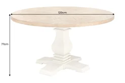 Runder Esstisch HAMPTONS 120cm hellbraun creme recycelte Pinie Massivholz