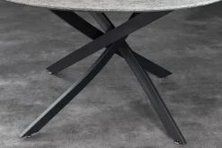 Runder Esstisch HELIX 120cm grau Beton-Design schwarze Metallbeine Sterngestell