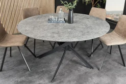 Runder Esstisch HELIX 120cm grau Beton-Design schwarze Metallbeine Sterngestell