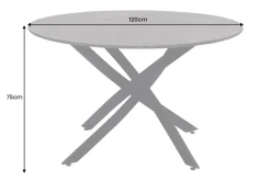 Runder Esstisch HELIX 120cm grau Beton-Design schwarze Metallbeine Sterngestell