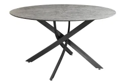 Runder Esstisch HELIX 120cm grau Beton-Design schwarze Metallbeine Sterngestell