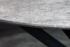 Runder Esstisch HELIX 120cm grau Beton-Design schwarze Metallbeine Sterngestell