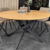 Runder Esstisch HELIX 120cm natur Wildeiche schwarze Metallbeine Sterngestell