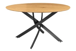 Runder Esstisch HELIX 120cm natur Wildeiche schwarze Metallbeine Sterngestell