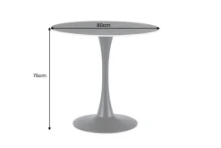 Runder Esstisch LYON 80cm anthrazit Marmor Keramik Bistrotisch schwarzer Säulenfuß