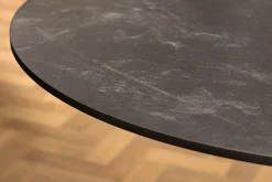 Runder Esstisch LYON 80cm anthrazit Marmor Keramik Bistrotisch schwarzer Säulenfuß