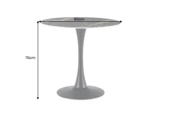 Runder Esstisch LYON 80cm schwarz gold sand Aurora Oro Keramik Bistrotisch Säulenfuß