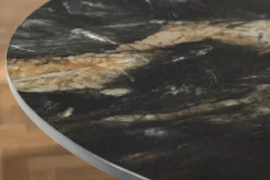 Runder Esstisch LYON 80cm schwarz gold sand Aurora Oro Keramik Bistrotisch Säulenfuß