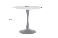 Runder Esstisch LYON 80cm weiß Marmor Keramik Bistrotisch schwarzer Säulenfuß