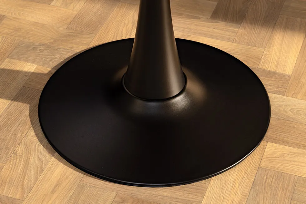 Runder Esstisch LYON 80cm weiß Marmor Keramik Bistrotisch schwarzer Säulenfuß