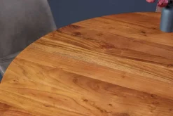 Runder Esstisch MAISON JADE 120cm natur Akazie Massivholz Säulenfuß