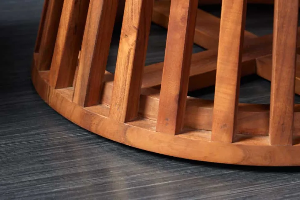 Runder Esstisch MAISON JADE 120cm natur Akazie Massivholz Säulenfuß