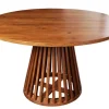 Runder Esstisch MAISON JADE 130cm natur Akazie Massivholz Säulenfuß
