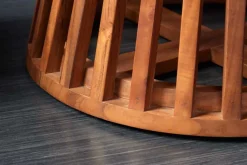 Runder Esstisch MAISON JADE 130cm natur Akazie Massivholz Säulenfuß