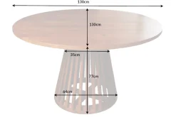 Runder Esstisch MAISON JADE 130cm natur Akazie Massivholz Säulenfuß