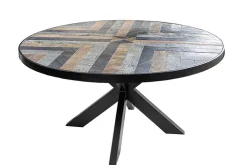 Runder Esstisch MOUNTAIN SOUL 140cm schwarz grau Naturstein Eisen Sterngestell