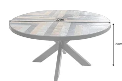 Runder Esstisch MOUNTAIN SOUL 120cm schwarz grau Naturstein Eisen Sterngestell
